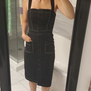 Reformation black button down dress